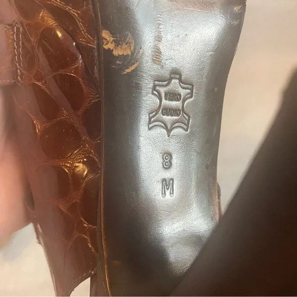 Donald J. Pliner Isoka Brown Ostrich Strappy Heels 8 - Picture 8 of 9